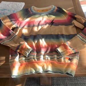 Aviator Nation striped crew neck sweatshirt with lightening bolt